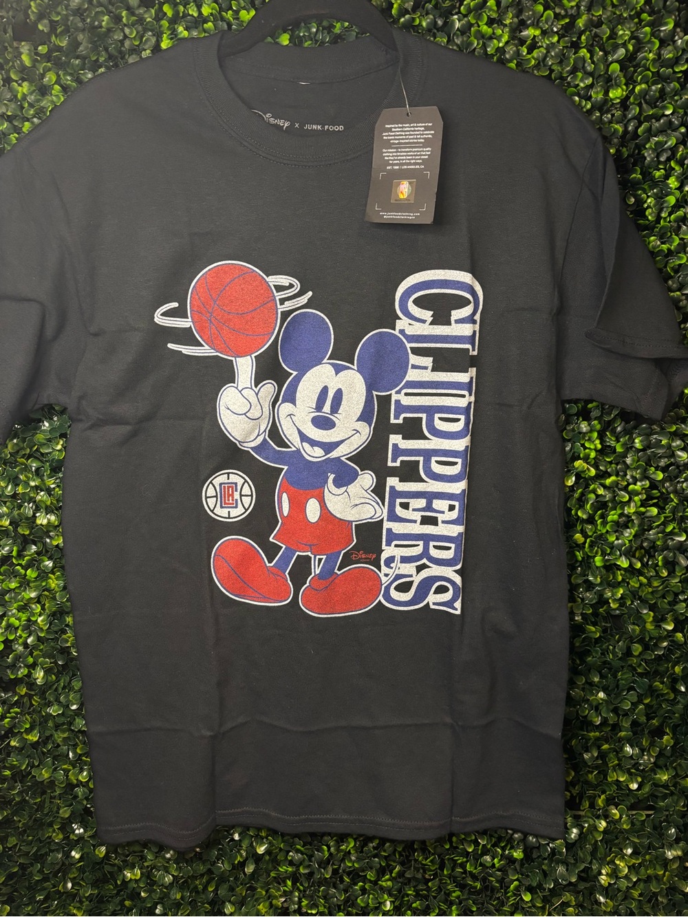 Junk Food Clothing Black Mickey Mouse Clippers Graphic Tee - Red & Blue Accents